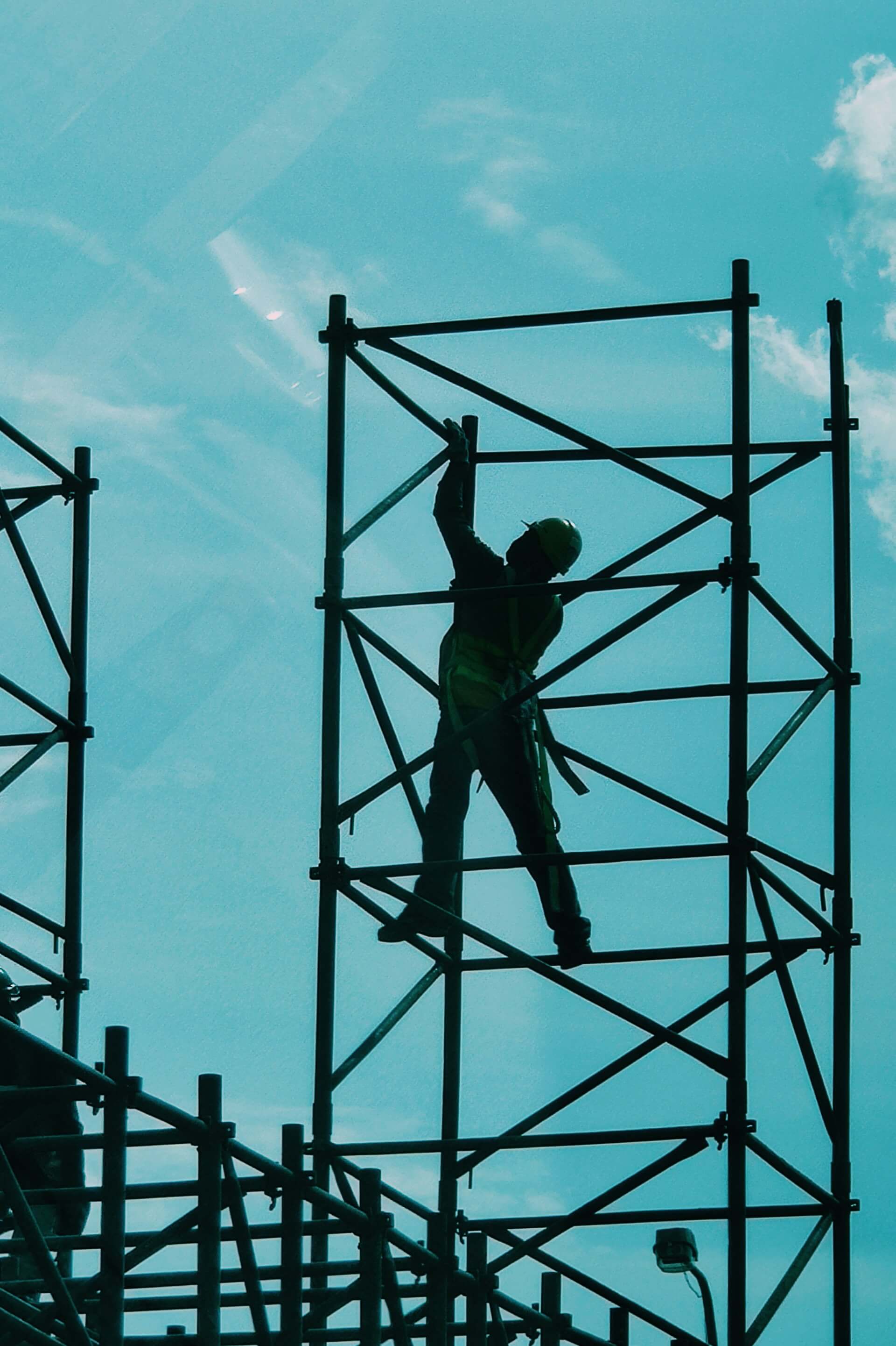 Worker on scaffold
